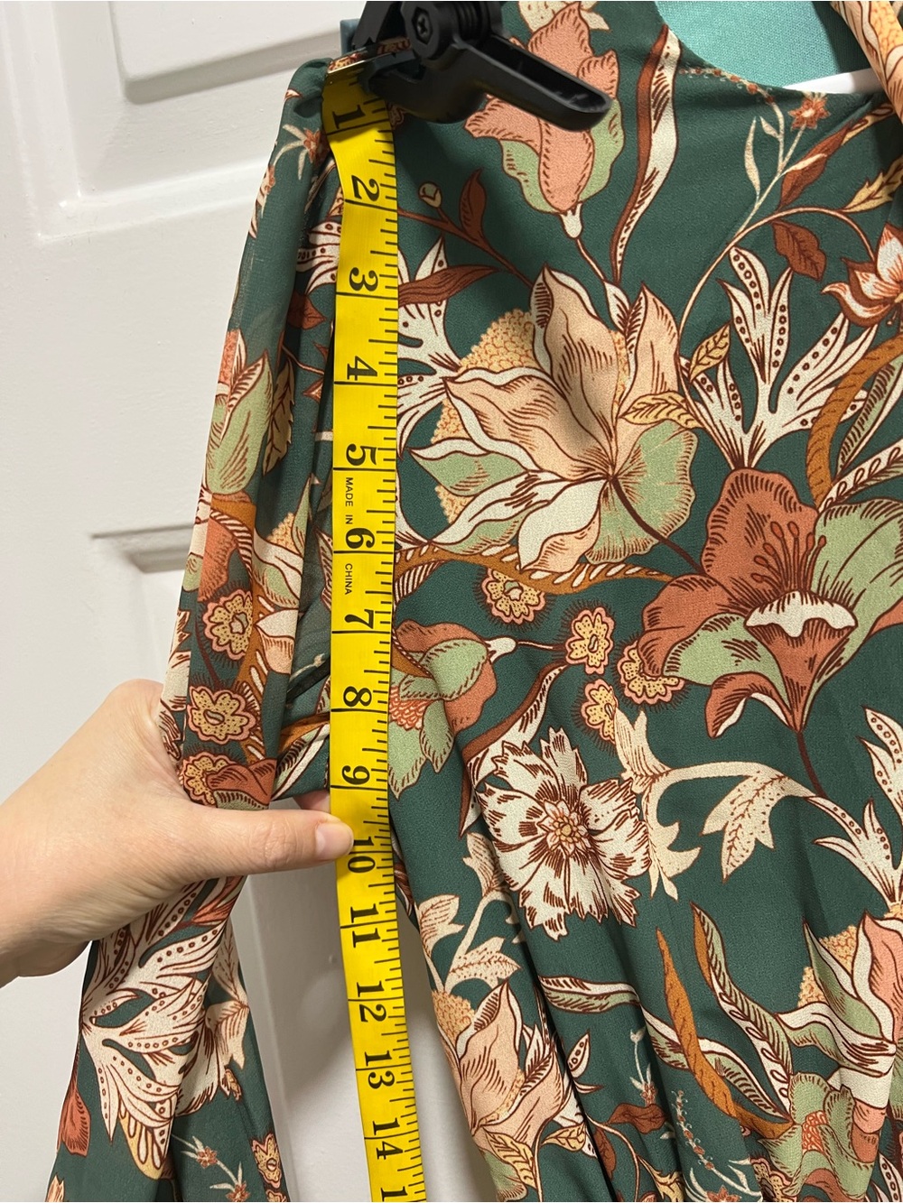 NWT Böhme Green Floral Smocked Long Sleeve Maxi Dress Small - Picture 6 of 7